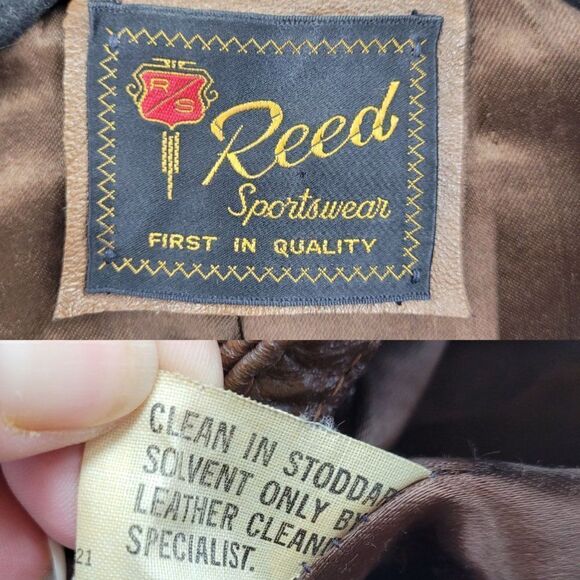 70s Leather Jacket Mottled Crackle Brown Duster Blazer Button Hippy Streetwear L - Picture 4 of 14